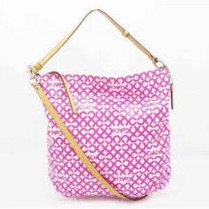 Coach Leah Pink Op Art Coated Canvas Tote/Hobo Bag